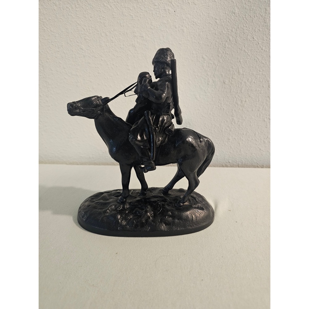 Kasli 8 Inch Cast Iron Cossack Farewell Statue Vintage Russian Sculpture